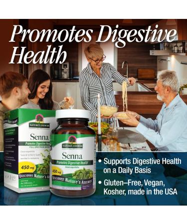 Nature's Answer Senna Leaf - Vegan Digestive Health Supplement | 90 Vegetarian Capsules | Gluten-Free & Kosher Certified - Buy Online on GoSupps.com