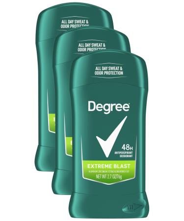 Degree Men Original Protection Antiperspirant Deodorant 48-Hour Sweat and Odor Protection Extreme Blast Antiperspirant For Men 2.7 oz (Pack of 3)