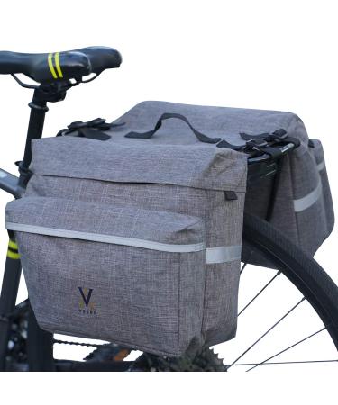 Vuudh Bike Pannier Bag - 30L Bicycle Bag with Reflective Trim, Water-Resistant Bike Rear Seat Saddle Bags (Grey, M) Grey M