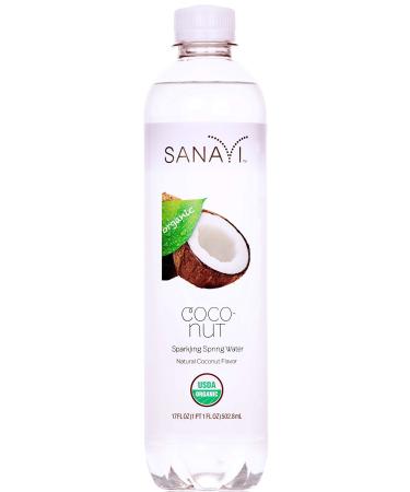 Sanavi Organic Sparkling Spring Water, Coconut, 17 fl. oz, 12 Count