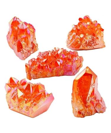 Natural Crystal Rough 100g Crystal Rainbow Orange Titanium Coated Crystal Cluster Quartz Drusy Geode Gemstone Specimen