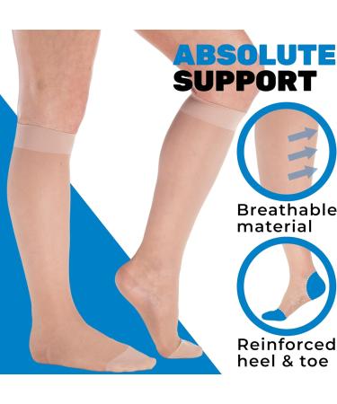 Absolute Support Elegant Compression Stockings for Women Class 2 (20-30mmHG) - Relief for Varicose Veins Lymphedema & Pain - Nude Medium Size - Buy Online on GoSupps.com