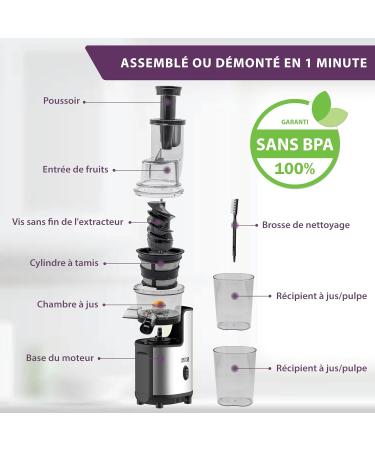 LEBENLANG Extracteur Vitesse Lente - Acier Inoxydable & Sans BPA I Extracteur Jus Centrifugeuse Extracteurs de Jus Juicer Machine I Extracteur de Jus de Fruits et L gumes Machine A Jus de Fruit - Buy Online on GoSupps.com