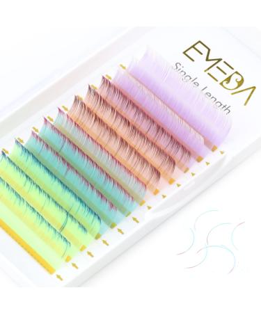 Colored Lash Extensions Pink Blue Purple Green 4 Color Individual Classic Colored Lashes Extension Halloween Two Tone Ombre Color Eyelash Extensions (0.07mm D Curl 16mm) 16mm (Pack of 1) Ombre Mix Colors