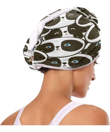 Buy Panda Baby Pattern Quick Dry Hair Cap Set | 2-Piece Super Absorbent Towel & Button Headband - Buy Online on GoSupps.com