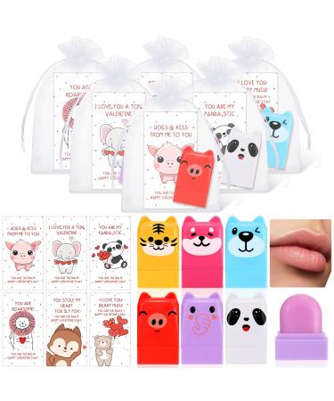 30 Sets Wild Animal Birthday Lip Balm Gifts Bulk Baby Shower Prizes Gift Girl Birthday Lip Balm Jungle Animal Party Favors for Preschool Toddler Boy Girl Classroom Prizes Classroom Prizes