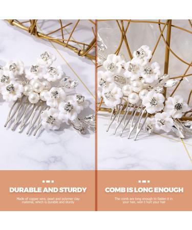 Housoutil Bridal Comb Wedding Hair Comb Hair Accessories for Girls Flower Hair Clip Wedding Ceremony Decorations Tiara White Pearl Bride Flower Head Color-preserving Copper Wire - Buy Online on GoSupps.com