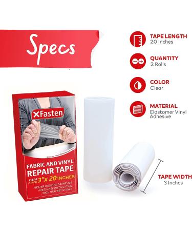 XFasten Fabric and Vinyl Repair Tape  Clear  3-Inches by 20-Inches (2-Set)  Waterproof Vinyl Repair Hole Patch Kit for Tent  Exercise Ball  Kayak  Inflatable Bed  Pool Float  and Airbed Mattress - Buy Online on GoSupps.com