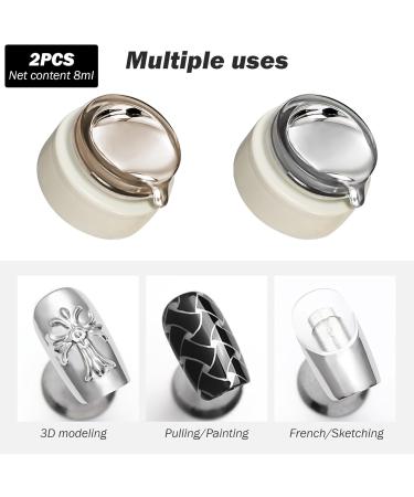 Metallic Gel Nail Polish 8ML Chrome Gel Nail Polish 3D Mirror Painting Metallic Gel Polish for Flower Lines Drawing Nail Art Polilsh 2Pcs - Buy Online on GoSupps.com