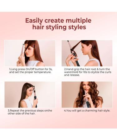 Hair Curler 25 mm Tapered Hair Wand Curling Iron with LCD Display Double Voltage 110-240V Wand Curler Instant Heating Up to 100 C-230 C 1 1/4 Inch Hair Curling Wand Wand Curler 25 mm(0.5-1 Inch) - Buy Online on GoSupps.com