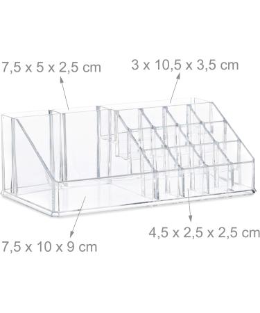 Relaxdays Acrylic Makeup Organizer - 21 Compartment Cosmetic Tower for Lipstick & Nail Polish - Clear Storage Solution for Beauty Essentials - Buy Online on GoSupps.com