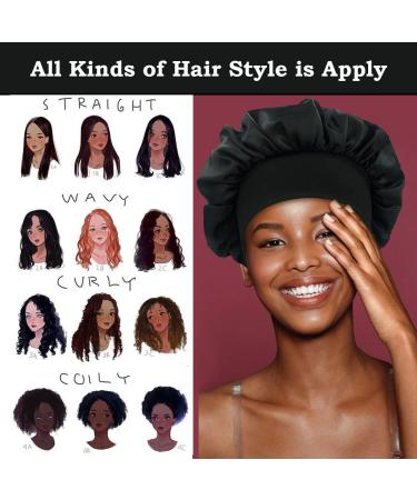 2 Pack Satin Silk Bonnet for Sleeping - Black Pink Hair Bonnets for Black Women - Curly Hair Braids Sleep Caps with Elastic Band - Buy Online on GoSupps.com