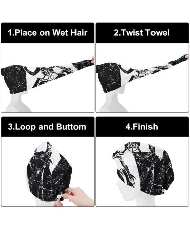 Satanic Goat Baphomet Microfiber Hair Towel Wrap for Women - 10"x26" Super Absorbent Hair Turban with Button | International Shipping - Buy Online on GoSupps.com