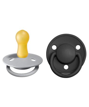 BIBS Pacifiers - De Lux Collection | BPA-Free Baby Pacifier | Made in Denmark | Set of 2 Cloud/Black Color Premium Soothers | Size 6-18 Months