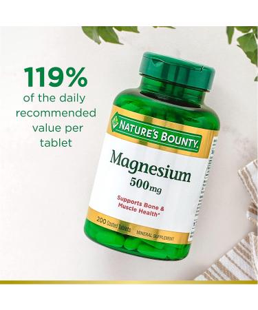 Natures Bounty Magnesium 500mg Tablets - Twin Pack (400 Tablets) | Supports Bone & Muscle Health - Buy Online on GoSupps.com