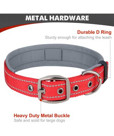 Joytale Neoprene Dog Collar for Medium Dogs | Softly Padded & Nylon Reflective | Red - 1 Pack - Buy Online on GoSupps.com