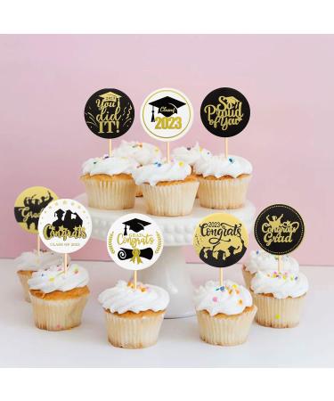 Ercadio 24 Pack 2023 Congrat Grad Cupcake Toppers 2023 Congrats Grad Cupcake Picks Graduation Cupcake Toppers You Did It So Proud of You Cake Toppers for Graduation Theme Party Cake Decors Supplies B-round Grad - Buy Online on GoSupps.com