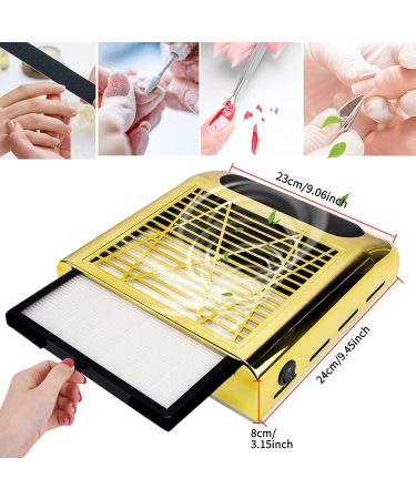 80W Nail Dust Collector - Professional Nail Suction & Dust Extractor for Manicure Salon - Golden Nail Fan for Acrylic Nails - Buy Online on GoSupps.com