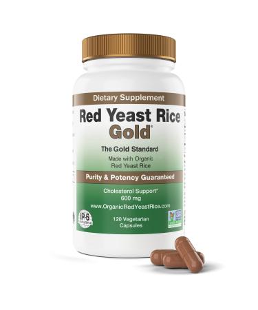 Red Yeast Rice Gold Made with 600 mg Organic Red Yeast Rice - IP6 International - 120 Vegetarian Capsules