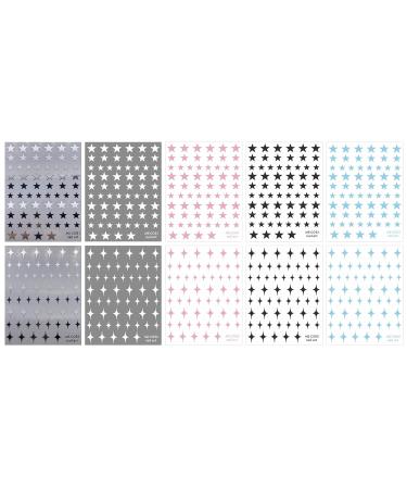 JMEOWIO Colorful Star Nail Art Stickers Decals - 10 Sheets | Self-Adhesive Pegatinas U as | Platinum Black Silver | Nail Supplies & Decoration - Buy Online on GoSupps.com