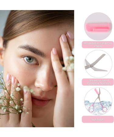 Professional Precision Eyebrow Shears & Comb Set - Dark Pink | Hair Removal Trimmer Scissors with Non-Slip Handles - Buy Online on GoSupps.com