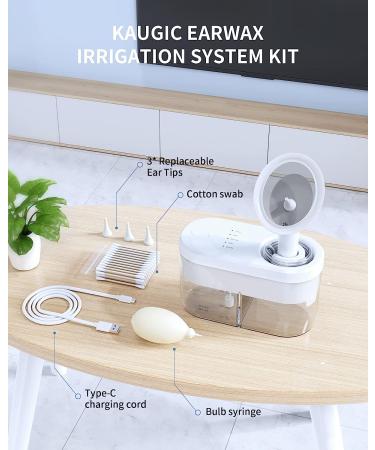 KAUGIC Electric Ear Cleaner - Ear Wax Removal Tool with 4 Clean Modes for Safe & Effective Earwax Removal - Includes Sewage System and 4 Ear Tips - Ideal for Adults & Kids - White - Buy Online on GoSupps.com