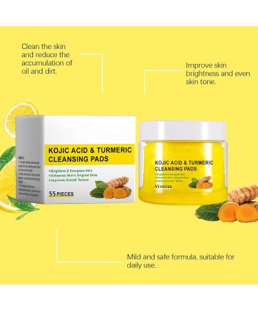 Kojic-Acid and Turmeric Pads 110 Turmeric Kojic-Acid Cleansing Pads Turmeric Face Exfoliatings Pads Moisturizing Kojic-Acid Foaming Pads Facial Sponges for Women Skin Care - Buy Online on GoSupps.com