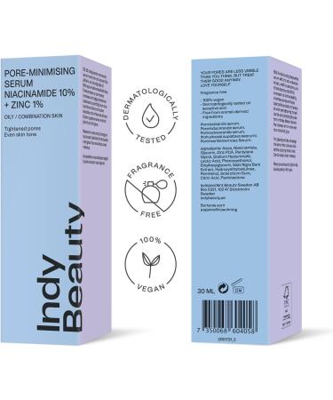 Niacinamide 10% + Zinc 1% Face Serum with Hyaluronic Acid & Salicylic Acid - Pore-Minimizing Hydrating Serum - Indy Beauty - 30ml - Buy Online on GoSupps.com
