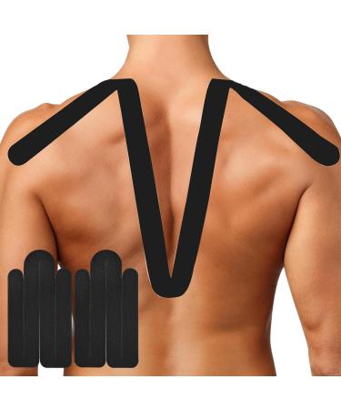 Kinesiology Tape Breathable Kinesiology Athletic Tape - Sports Tape for Knee Shoulder and Elbow Precut Strips for Muscle Relief and Joint Support Pochy Black 2 pieces per bag - Buy Online on GoSupps.com