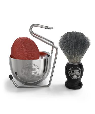Luxury Shaving Brush Set for Men - Badger Hair Brush, Shaving Soap, Stainless Steel Bowl, Safety Stand - Buy Online on GoSupps.com