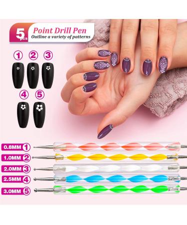 Tavada Nail Art Brush & Decoration Set - 15 PCs Brushes 5 Leaves Nail Stickers Dotted Pens Rhinestones & Ultra Thin Nail Seeds for Perfect Manicure - Buy Online on GoSupps.com