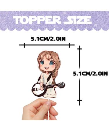18pcs Glitter Cartoon Guitar Girls Dessert Cupcake Topper Cheer to Worldwide Popular Female Singer Concert Theme Decor Pick for Fan Men Women Happy Birthday Party Decorations Supplies - Buy Online on GoSupps.com