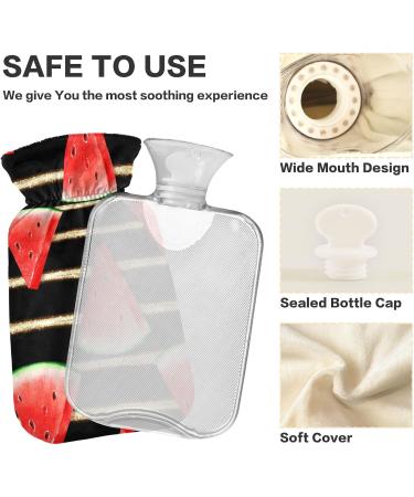 Naanle Watermelon Stripes Heat Bottle 1L with Cover | Transparent Hot Water Bottle for Bed Hand & Foot Warmer | Pain Relief & Cold Therapy - Buy Online on GoSupps.com