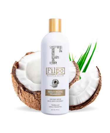 FILPO Coconut Milk Moisturizing Shampoo - Sulfate Free with Coconut Oil and Argan Oil Clarifying for Natural and Curly Hair Care