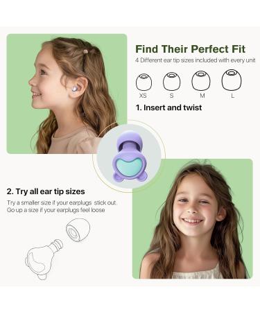 Kids Ear Plugs (5-12 yrs) -Reusable Earplugs for Focus Travel Concerts Socializing Sports Events Sleep Noise Sensitivity 8 Ear Tips in XS/S/M/L -26dB Noise Reduction Children Small Plugs PLGN Purple+green - Buy Online on GoSupps.com