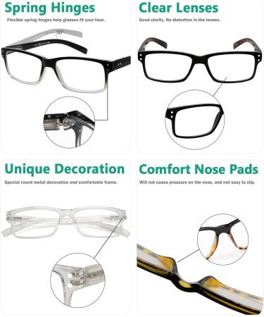 Eyekepper Classic Spring Hinge Reading Glasses - 5 Pack Sun Reading Glasses with Transparent Frame 2.5 Diopters - Buy Online on GoSupps.com