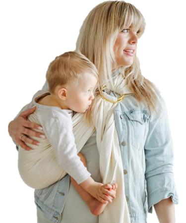 Shabany Ring Sling - 100% Organic Cotton Baby Carrier for Newborn & Toddlers | Beige, Up to 33Ib - Buy Online on GoSupps.com