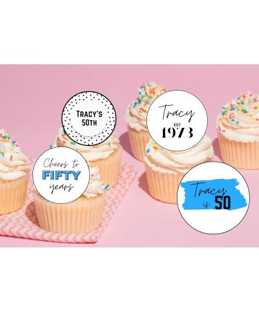 20 x EDIBLE PERSONALISED BIRTHDAY cupcake toppers ANY AGE wafer/icing uncut (wafer card Blue) Blue wafer card - Buy Online on GoSupps.com