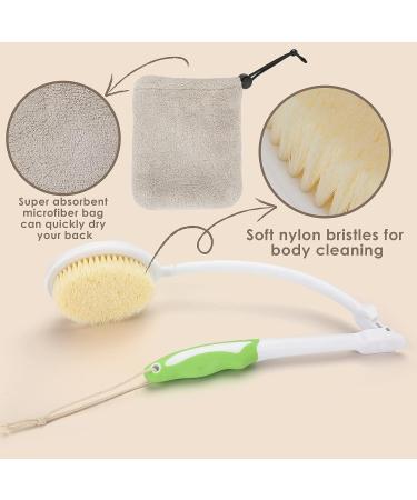 Foldable Back Shower Brush for Men and Women - Quick Dry Bath Brush, Extra Long Handle Curved Body Scrubber - Ideal for Elderly, Disabled, Seniors, Pregnant - LYIGEOL - Buy Online on GoSupps.com