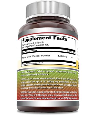 Amazing Formulas Apple Cider Vinegar 1500 mg Supplement - Non-GMO Gluten Free 360 Capsules | Made in USA | Best Weight Loss & Detox Support - Buy Online on GoSupps.com