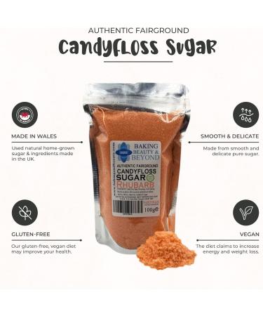 Baking Beauty and Beyond Rhubarb Flavour Premium Floss Sugar for Cotton Candy - 400g Bulk Floss Sugar with Natural Ingredients for Every Occasion - Buy Online on GoSupps.com