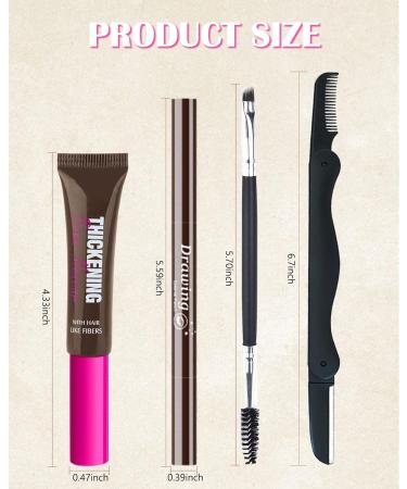 Waterproof Tinted Brow Gel Kit - Taupe & Dark Brown Eyebrow Mascara Pencil Razor & Brush Set for Perfect Eyebrows | International Shipping Available - Buy Online on GoSupps.com