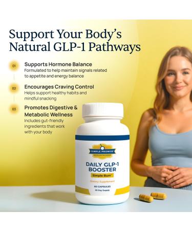 Simple Burn Daily GLP-1 Booster Weight Management Supplement with Berberine HCl for Women - GLP1 Natural Appetite Suppressant - Supports Fat Metabolism & Craving Control - 60 Capsules - Buy Online on GoSupps.com