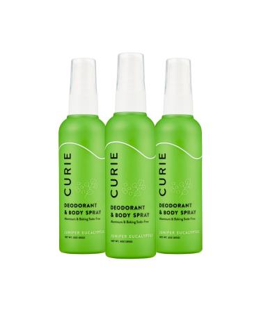 Curie Whole Body Deodorant - Juniper Eucalyptus Deodorant and Body Spray 3pk - Aluminum Free Natural Deodorant Spray Paraben Free Cruelty Free Vegan Non-Toxic Juniper Eucalyptus 3 Fl Oz (Pack of 3)