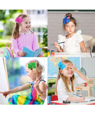Whaline 8Pcs Back to School Bow Hair Clips - Colorful Pencil Hair Bows for Girls - Cheerleader Hair Accessories - Buy Online on GoSupps.com