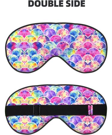 Buy Beautiful Rainbow Mermaid Print Unisex Eye Mask | Soft Travel Eye Shade for Yoga & Shift Work - Buy Online on GoSupps.com