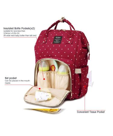 Qimiaobaby Waterproof Diaper Bag Backpack | Large Multifunctional Travel Nappy Changing Bag (Red Dot) - Buy Online on GoSupps.com