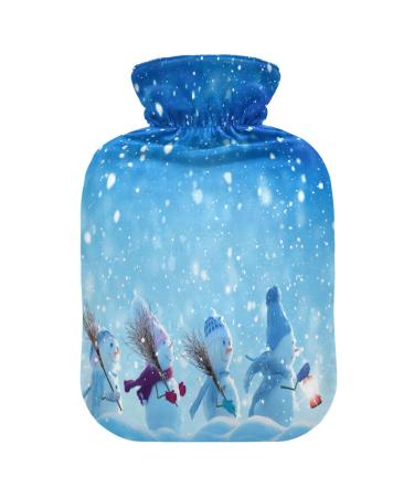 Snowmen standing Christmas heat bottle with reference heat bottles for pain relief water heating pillows heating bottles for women girls children 1 l