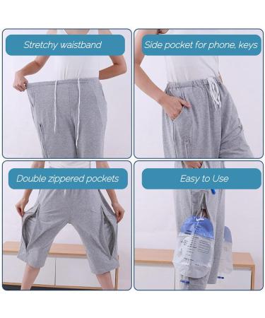 Urine Bag Holder Pants | Catheter Leg Bag Cropped Pants with Pockets for Biliary Nephrostomy & Cystostomy - Medium Black - Buy Online on GoSupps.com