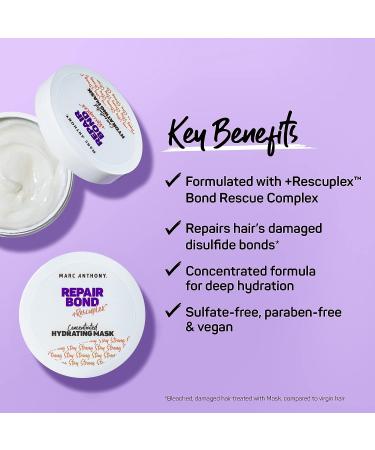 Marc Anthony Repair Bond+Rescuplex Hair Mask 8 Oz - Strengthens, Repairs, and Eliminates Frizz for Dry & Damaged Hair - Buy Online on GoSupps.com